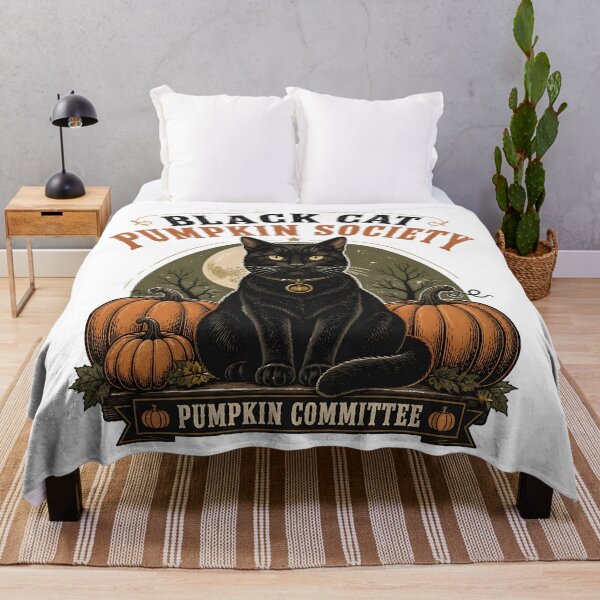 Item preview, BLACK CAT PUMPKIN SOCIETY Pumpkin Committee Halloween Vintage Screen Print designed and sold by OliviaHayesArt.