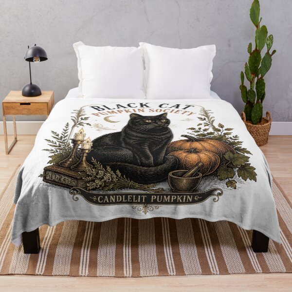Item preview, BLACK CAT PUMPKIN SOCIETY Candlelit Pumpkin Halloween Gothic Engraving designed and sold by OliviaHayesArt.
