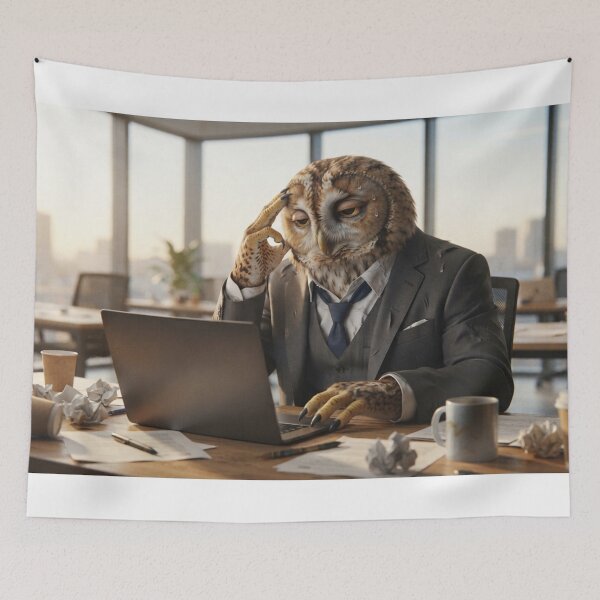 Item preview, Corporate Burnout: The Exhausted Office Owl designed and sold by AfresStudio.