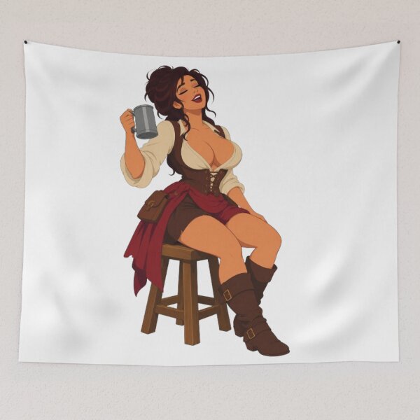 Item preview, Retro Tavern Pin Up Girl – Classic Cartoon Fantasy designed and sold by  Hollow Moon Studios..