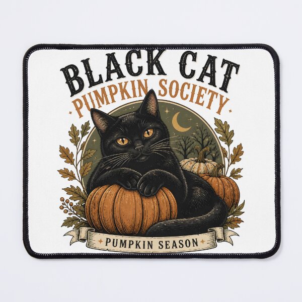 Item preview, BLACK CAT PUMPKIN SOCIETY Pumpkin Season Halloween Vintage Screen Print designed and sold by OliviaHayesArt.