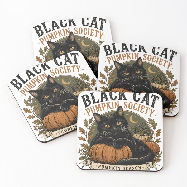 Item preview, BLACK CAT PUMPKIN SOCIETY Pumpkin Season Halloween Vintage Screen Print designed and sold by OliviaHayesArt.