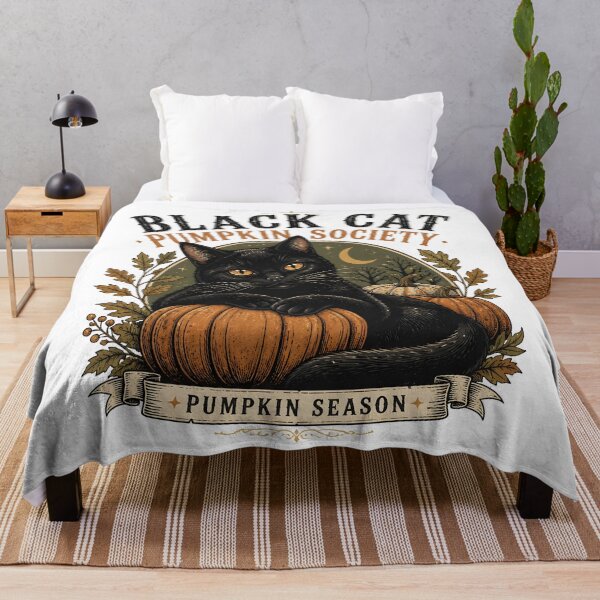 Item preview, BLACK CAT PUMPKIN SOCIETY Pumpkin Season Halloween Vintage Screen Print designed and sold by OliviaHayesArt.