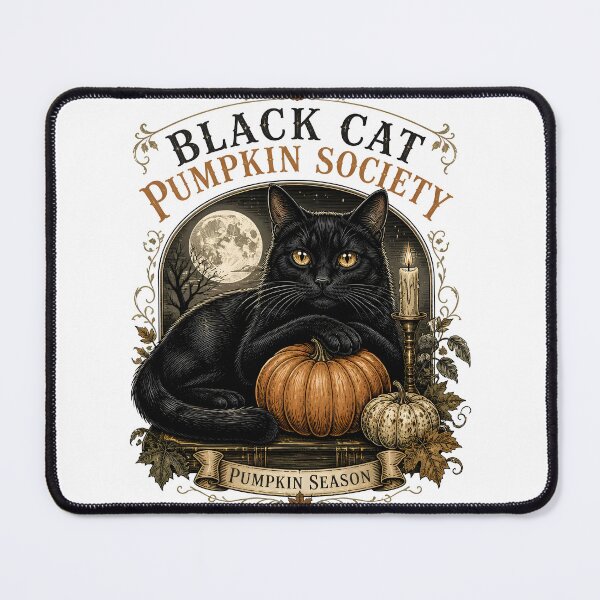 Item preview, BLACK CAT PUMPKIN SOCIETY Pumpkin Season Halloween Gothic Engraving designed and sold by OliviaHayesArt.