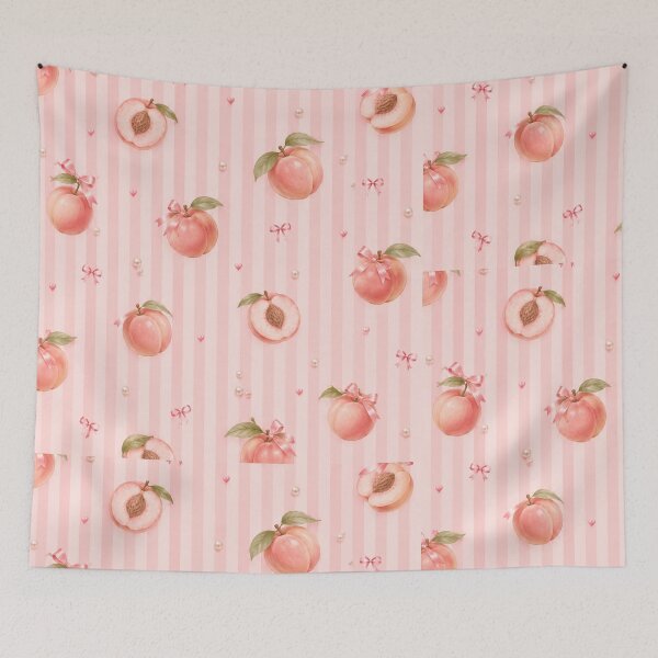 Item preview, Coquette Peach and Pink Stripes Aesthetic Pattern designed and sold by NinaVibeStudio.