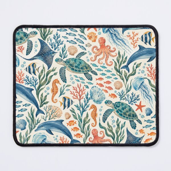 Item preview, Aquamarine Ocean Life Pattern designed and sold by Glottopia.
