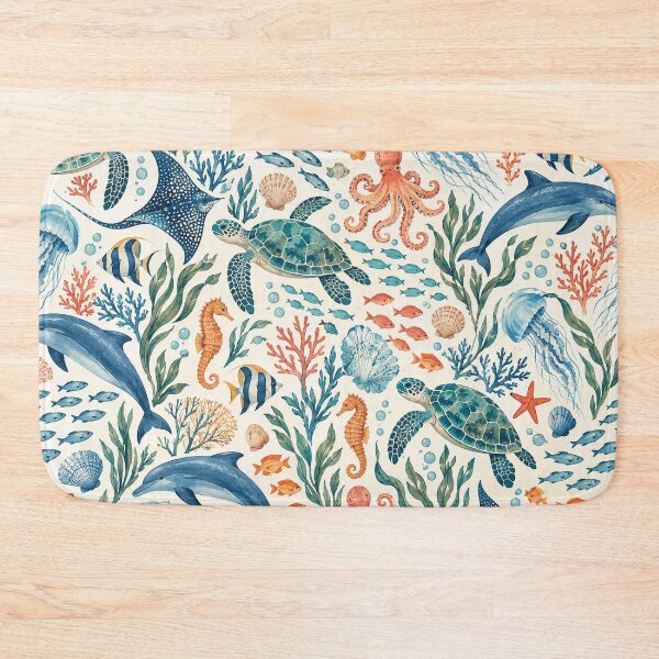Item preview, Aquamarine Ocean Life Pattern designed and sold by Glottopia.