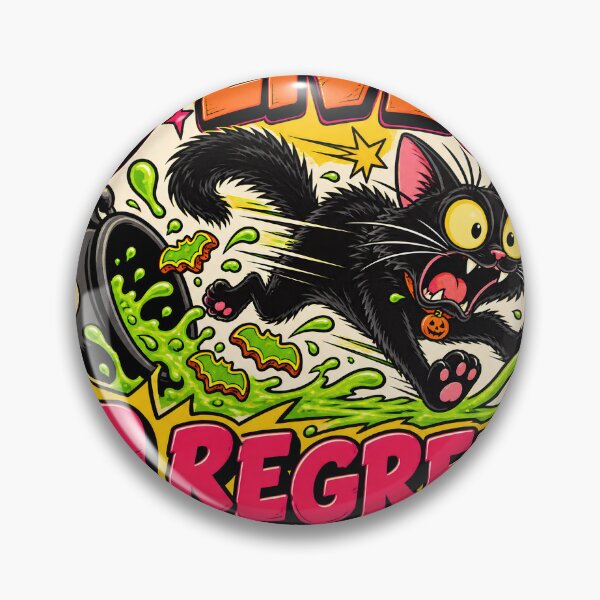 Aperçu de l'œuvre Chat noir rigolo pour Halloween - Illustration de dessin animé créée et vendue par Retro Rascals Co..