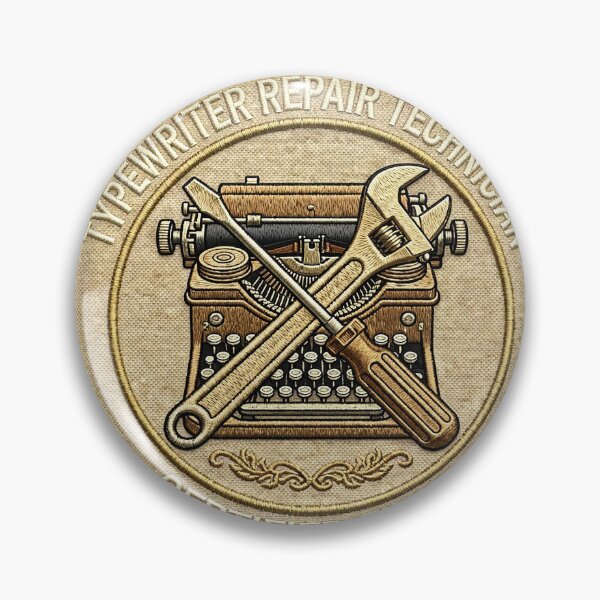 Item preview, Typewriter Repair Technician Certified Fixer Vintage Repair Badge designed and sold by VYBE DARK Studio.