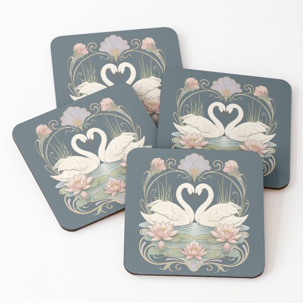 Item preview, Art Nouveau Swans in Love designed and sold by cbfineart.