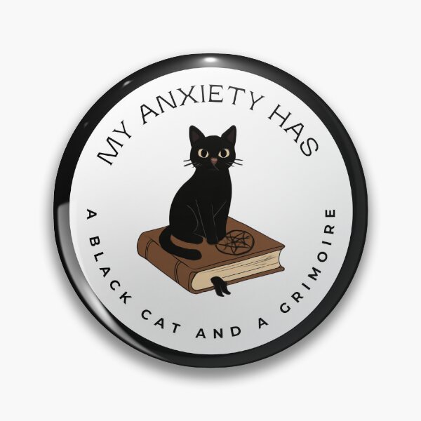 Item preview, My Anxiety Has a Black Cat - Witchy Grimoire Illustration designed and sold by Karitza Daniela.