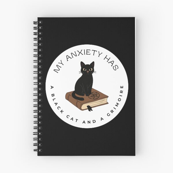 Item preview, My Anxiety Has a Black Cat - Witchy Grimoire Illustration designed and sold by Karitza Daniela.