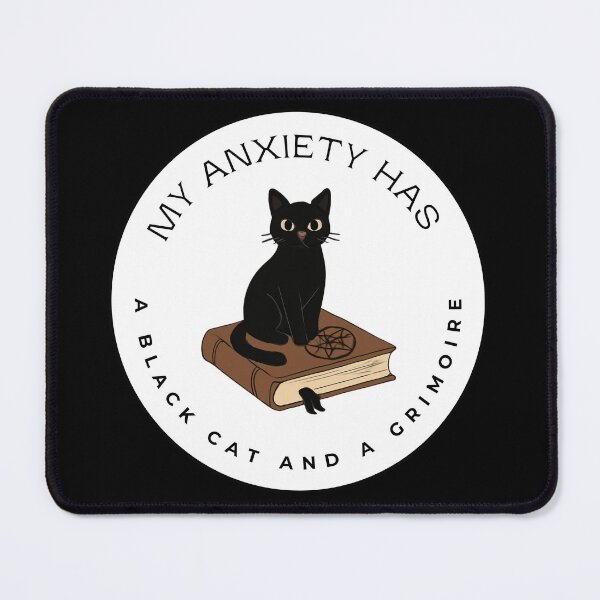 Item preview, My Anxiety Has a Black Cat - Witchy Grimoire Illustration designed and sold by Karitza Daniela.