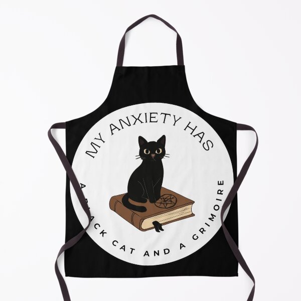 Item preview, My Anxiety Has a Black Cat - Witchy Grimoire Illustration designed and sold by Karitza Daniela.