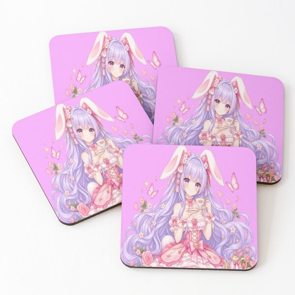 Item preview, Enchanted Bunny Tea Party – Kawaii Anime Girl designed and sold by Kubbykat.