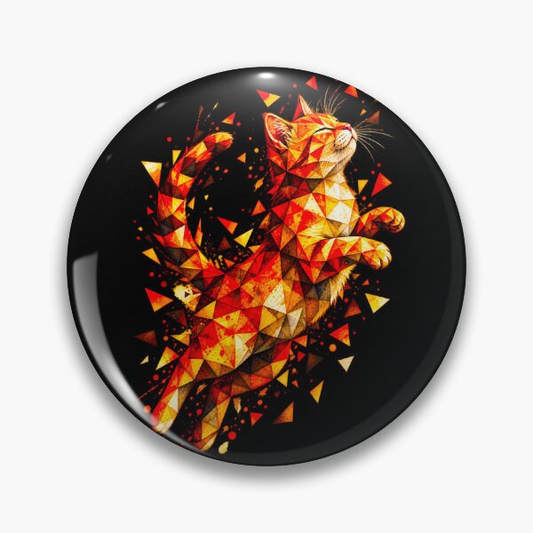 Item preview, Geometric Fire Cat – Abstract Orange Red Cat Art | Colorful Polygonal Feline Design designed and sold by Kittcatking.