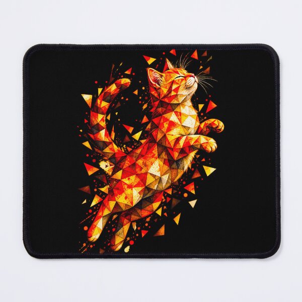 Item preview, Geometric Fire Cat – Abstract Orange Red Cat Art | Colorful Polygonal Feline Design designed and sold by Kittcatking.