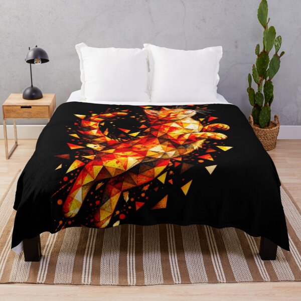 Item preview, Geometric Fire Cat – Abstract Orange Red Cat Art | Colorful Polygonal Feline Design designed and sold by Kittcatking.