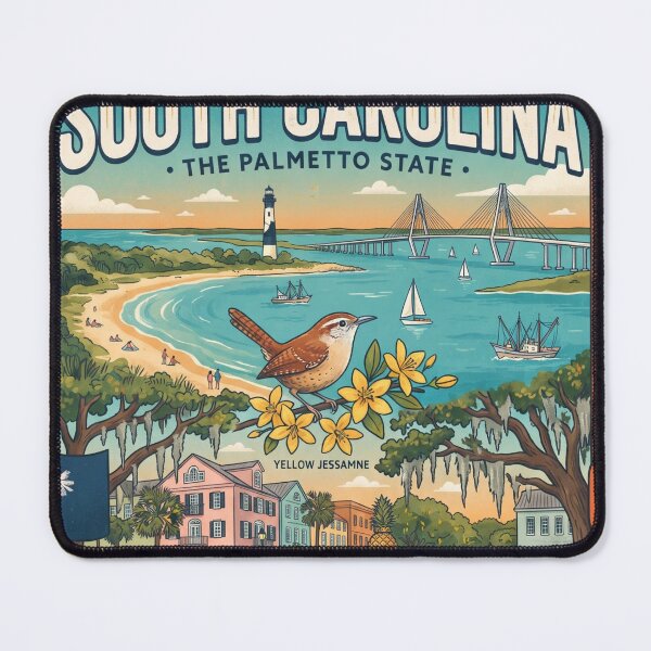 Item preview, South Carolina Travel Poster – The Palmetto State Vintage Coastal Art designed and sold by ElartedeNoel.