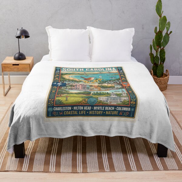 Item preview, South Carolina Travel Poster – The Palmetto State Vintage Coastal Art designed and sold by ElartedeNoel.