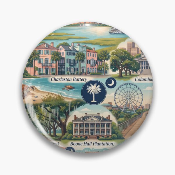 Item preview, Copy of South Carolina Travel Poster – The Palmetto State Vintage Coastal Art designed and sold by ElartedeNoel.