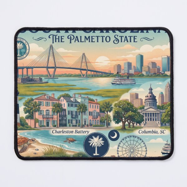 Item preview, Copy of South Carolina Travel Poster – The Palmetto State Vintage Coastal Art designed and sold by ElartedeNoel.