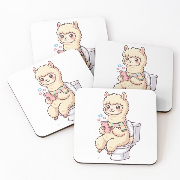 Item preview, Cute Alpaca on Toilet with Phone designed and sold by TrendingDesigns20xx.