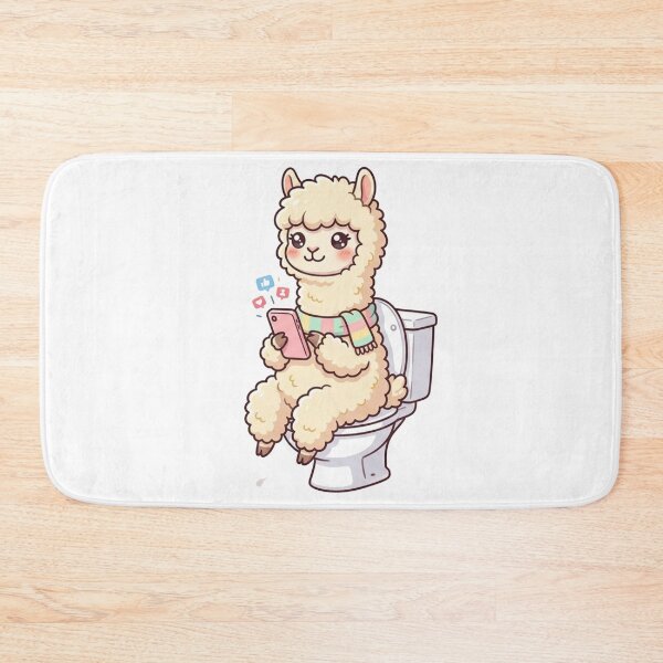 Item preview, Cute Alpaca on Toilet with Phone designed and sold by TrendingDesigns20xx.