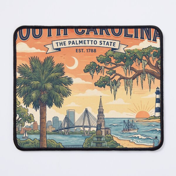 Item preview, South Carolina Travel Poster – The Palmetto State Vintage Coastal Art designed and sold by ElartedeNoel.