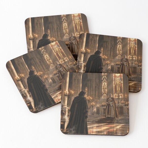 Item preview, Gothic Cathedral Wizard and Archbishop | Stained Glass Dark Fantasy Art | Medieval Chapel Wall Print designed and sold by Element Horizon Studio.