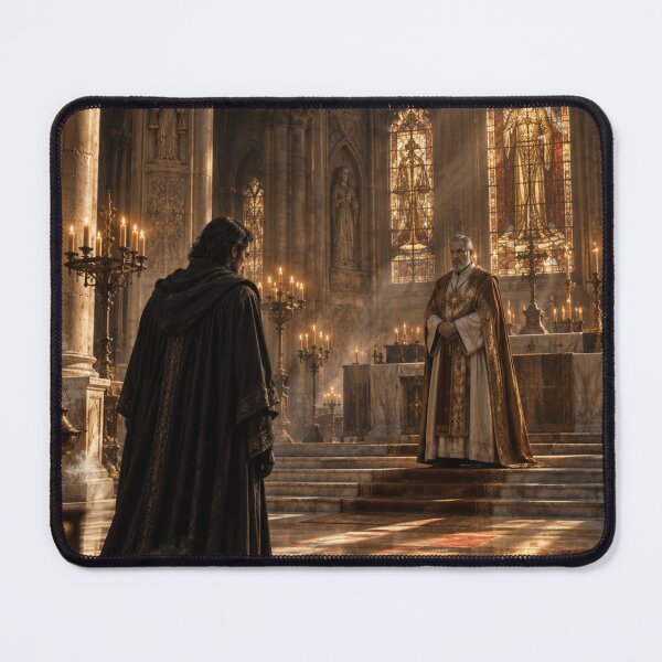 Item preview, Gothic Cathedral Wizard and Archbishop | Stained Glass Dark Fantasy Art | Medieval Chapel Wall Print designed and sold by Element Horizon Studio.