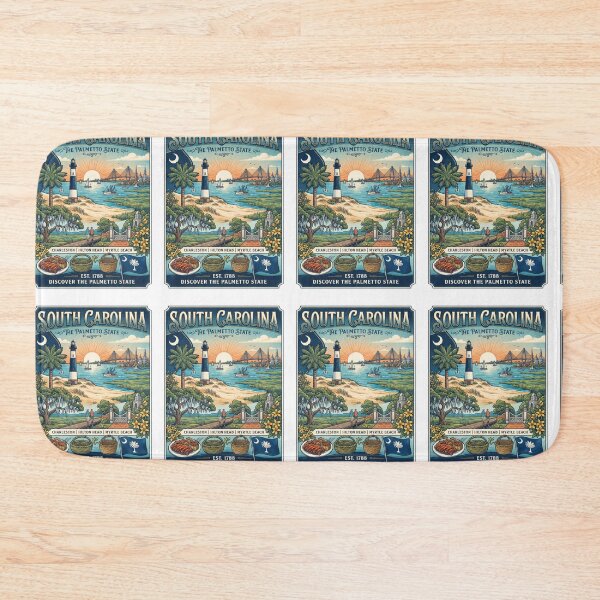 Item preview,  South Carolina Travel Poster – The Palmetto State Vintage Coastal Art designed and sold by ElartedeNoel.