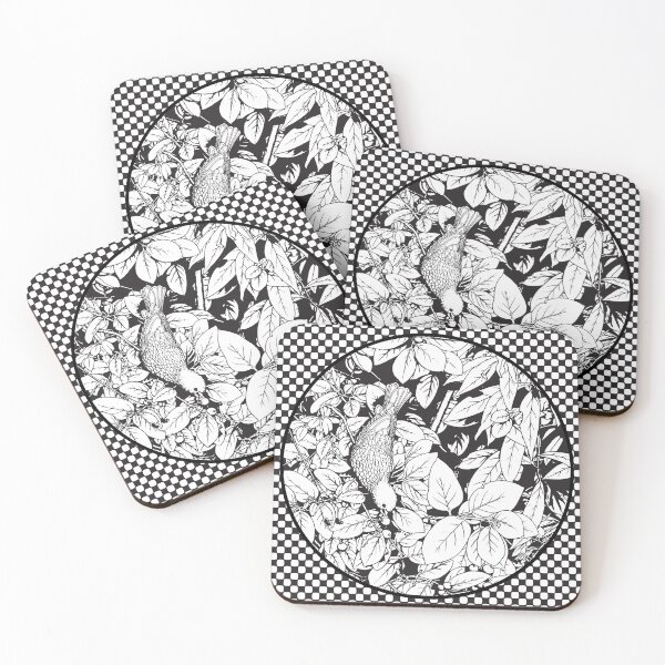 Item preview, Retro Pop Art Bird and Fruit Garden in Checkerboard designed and sold by cremedecolor.