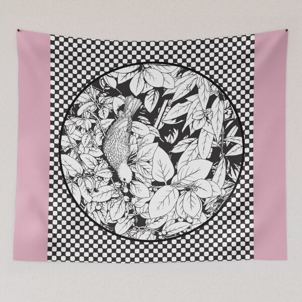 Item preview, Retro Pop Art Bird and Fruit Garden in Checkerboard designed and sold by cremedecolor.