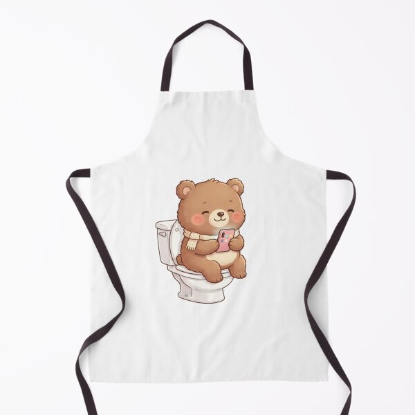 Item preview, Cute Bear on Phone in Bathroom designed and sold by TrendingFabrics.