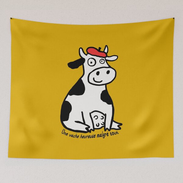 Item preview, Happy French Cow in Beret – Funny Language Learner Gift designed and sold by OhLaBaguette.