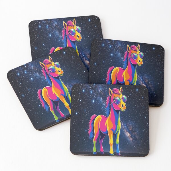Item preview, Cool Rainbow Horse Stargazing under Milky Way Galaxy Pop Art - Tugy designed and sold by Breezes-of-Ida.