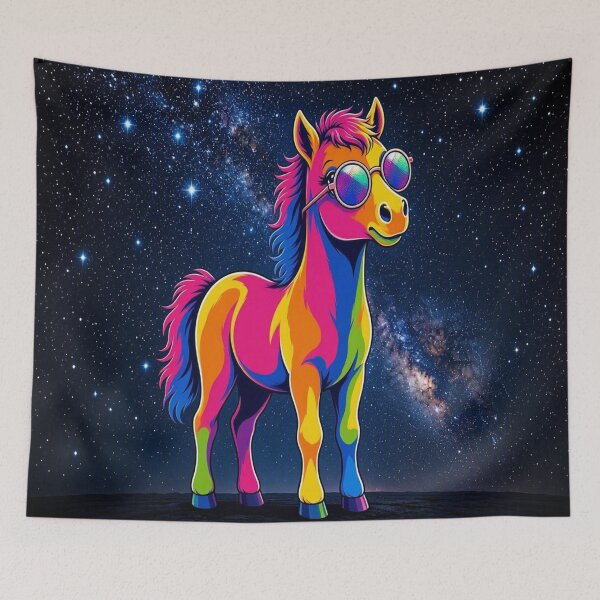 Item preview, Cool Rainbow Horse Stargazing under Milky Way Galaxy Pop Art - Tugy designed and sold by Breezes-of-Ida.