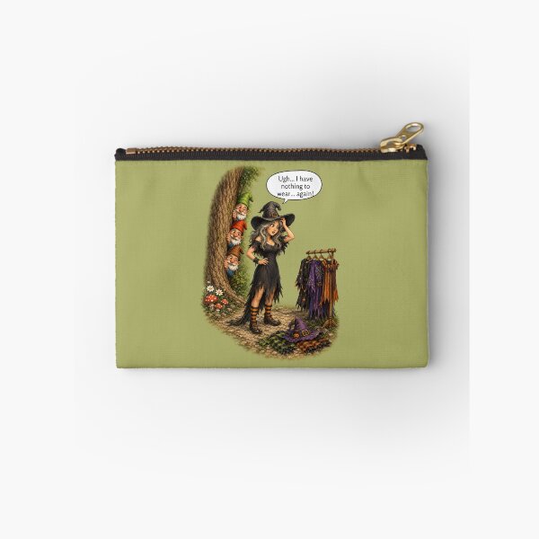Item preview, Funny Witch Can't Decide What to Wear | Curious Garden Gnomes Halloween Humor designed and sold by Alpine-Ink.