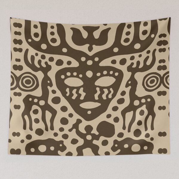 Aperçu de l'œuvre Totem tribal du masque de cerf chaman créée et vendue par RamyGallery.