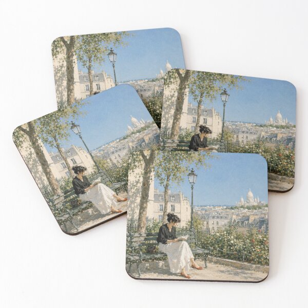 Item preview, Woman Reading in Montmartre Park, Impressionist Painting designed and sold by CARRAANN.