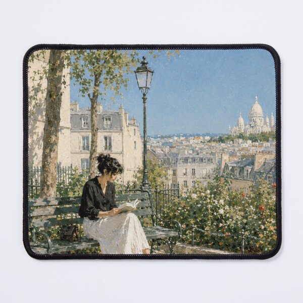 Item preview, Woman Reading in Montmartre Park, Impressionist Painting designed and sold by CARRAANN.