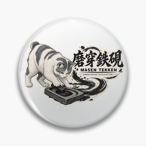 Item preview, Masen Tekken 磨穿鉄硯 Japanese Cat Sticker – Mastery Through Practice designed and sold by KOTOWA.