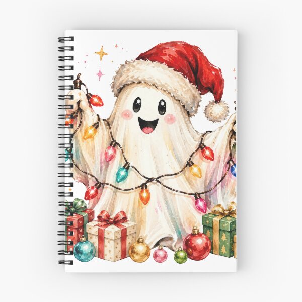 Item preview, Cute Spooky Christmas Ghost With Fairy Lights designed and sold by DYAFLK.