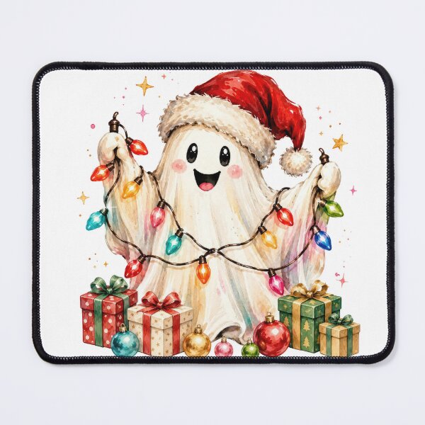 Item preview, Cute Spooky Christmas Ghost With Fairy Lights designed and sold by DYAFLK.