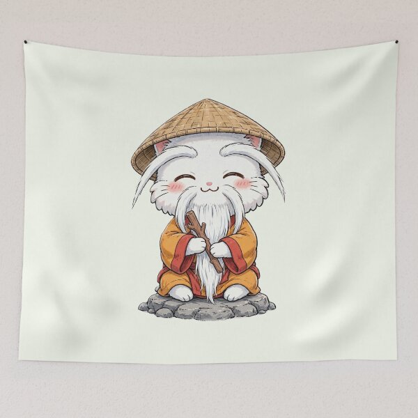 Item preview, Wise Master Cat with Straw Hat Cute designed and sold by CaptainSeal.