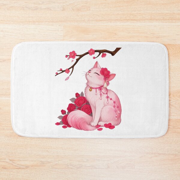 Item preview, Blossom Spirit Cat – Pink Floral Japanese Inspired Cat Art designed and sold by reezorrrr.