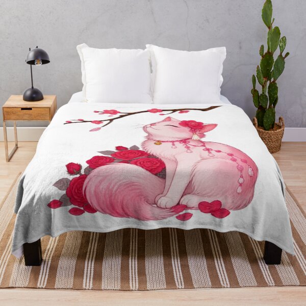 Item preview, Blossom Spirit Cat – Pink Floral Japanese Inspired Cat Art designed and sold by reezorrrr.