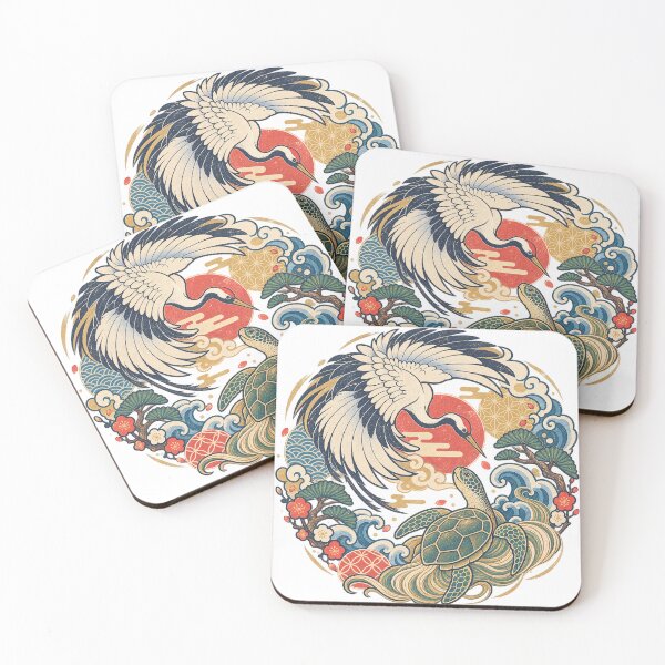 Item preview, Vintage Japanese Crane & Turtle Art – Retro Japan T-Shirt & Sticker – Tsuru Kame Good Luck Longevity Design designed and sold by アミヤジャ.