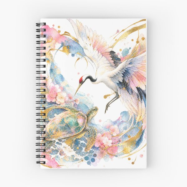 Item preview, Japanese Crane & Turtle – Lucky Symbols Watercolor Art | Kintsugi Gold, Sakura & Japanese Zen Aesthetic designed and sold by アミヤジャ.